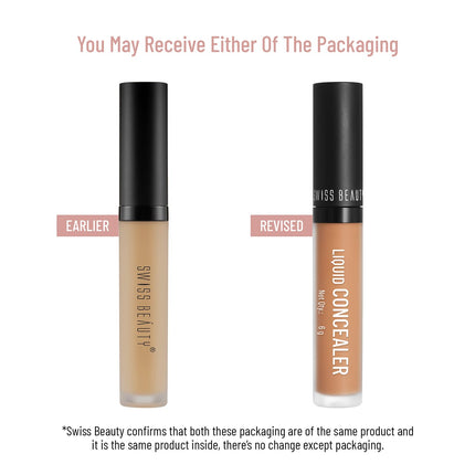 Swiss Beauty Liquid Light Weight Concealer With Full Coverage |Easily Blendable Concealer For Face Makeup With Matte Finish | Shade- Light - Moyen, 6g 