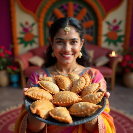 Authentic Homemade Gujiya By Savita Kitchen | Traditional Indian Sweet | Made with Khoya, Dry Fruits, and Cardamom | Crispy & Delicious | Perfect for Holi, Diwali, and Festive Gifting | Fresh, Handcrafted, and Festive Mithai Box (400g) (12 Piece Approx) 