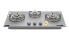 Sujata 3 Burner Gas Stove Glass Top | 5 Years Warranty | Auto Ignition Gas Stove 3 Burner, Hob Top 3 Burners, SABAF, LPG & PNG Compatible, Brass Burner (Palladium FFD AI - Black) 