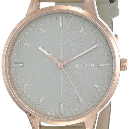 Titan Women's Precision Simplicity Analog Watch: Green Gradient Dial with Leather Strap-NS2648WL01 