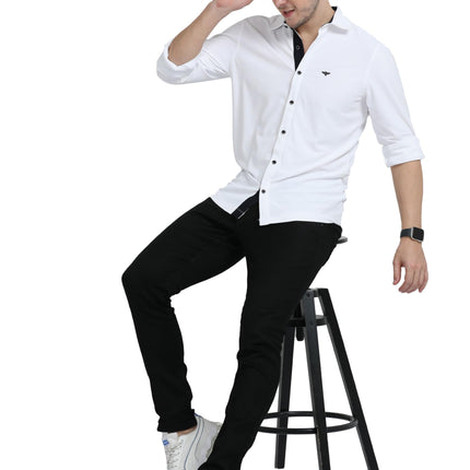 STELLERS Men's Premium Full Sleeve Shirt | Feather Touch Feel| Regular Fit| Odour Resistant| Anti-Static| Wrinkle Free| Quick Dry | Stretchable| Lightweight| Sweat-Proof White 