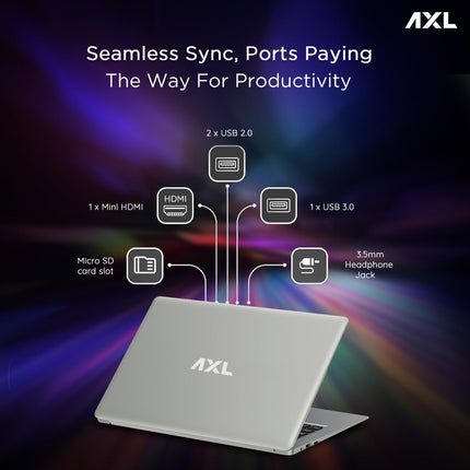 AXL VayuBook Laptop 14.1 Inch FHD IPS Display (4GB Ram,128GB SSD) 1920 * 1080 Resolution | HD Gemini Lake N4020 | Windows 11 Home | UHD Graphics 600 (Cloud Silver) 
