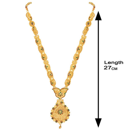 Shining Diva Fashion Latest Long Design Necklace Set For Women Traditional One Gram Gold Plated Jewellery Set for Women (Golden) (11503s) 