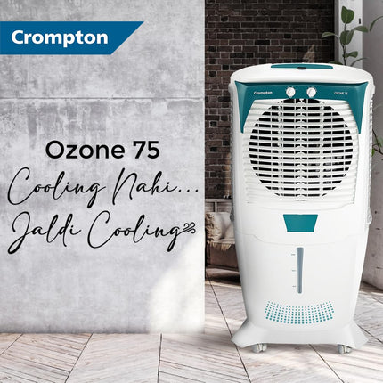 Crompton Ozone 75 Litres Desert Air Cooler for home | Large & Easy Clean Ice Chamber | 4-Way Air Deflection | High Density Honeycomb Pads | Everlast Pump | Auto Fill 
