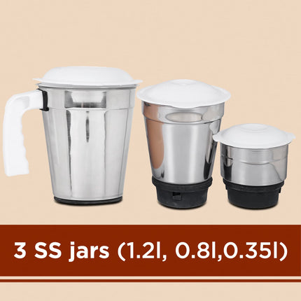 Faber Marvel 500W Blender Mixer Grinder, || Low-Noise, up to 18000 RPM Speed || 1 Year Comprehensive Warranty (FMG Marvel 500W 3J PW) Peach White 