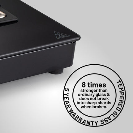 Glen 4 Burner Ultra Slim Free Standing Hob | 8 MM Toughened Glass Top | Black | Forged Brass Burners | Warranty 2 Years Standard | BH1074USBL75 