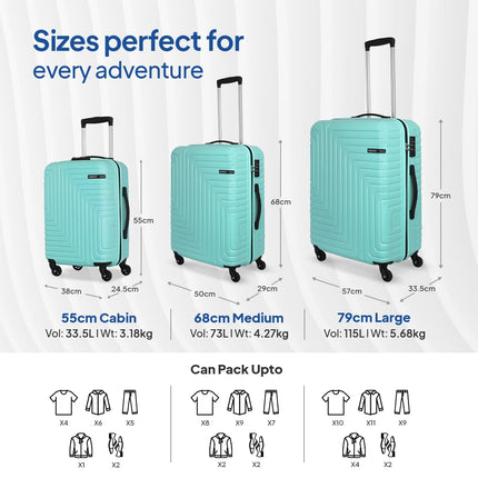 American Tourister Ivy Nxt 55CM Small 4 Spinner Wheels Hard Luggage Polycarbonate Cabin Trolley Bags for Travel with Mounted TSA Lock for Unisex - Pale Turq,Turquoise 
