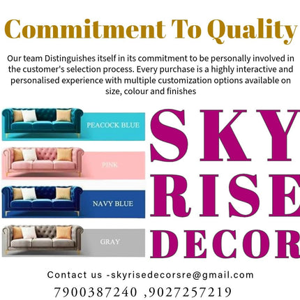 Sky Rise Decor Modern Classic 5 Seater Fabric & Valvet Tufted 3+1+1 Footrest Chesterfield Sofa Living Room and Office (Teal Green) 