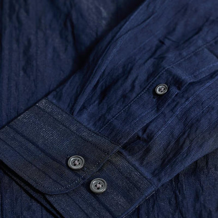 Snitch Men Cotton Blend Slim Fit Navy Casual Textured Shirts, 2XL 