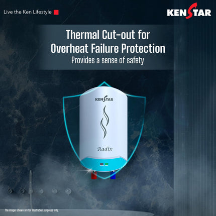 Kenstar Radix |3L|3000-Watts Powerful Heating | Electric Instant Water Heater (Geyser) |High Grade SS Tank with Advanced 4 Level Safety| Rust-Proof| White| Wall Mounting 