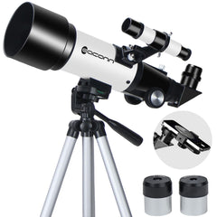 EACONN Telescopes, Telescope for Kids and Adults Beginners, 70mm Aperture 400mm Focus Length Refractor Travel Telescope with AZ Mount for Observe The Moon and Landscape 