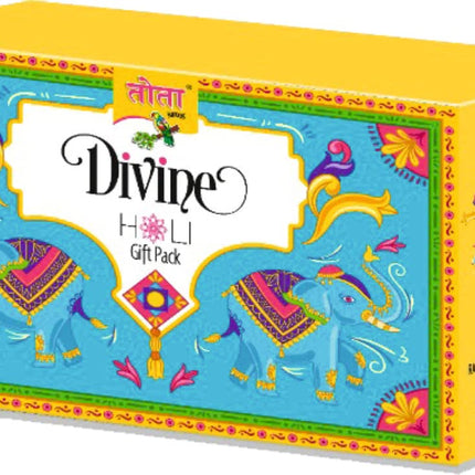 TOTA Divine Holi Gift Pack – 4 Flavours × 100g Herbal Gulal with 2 Mukwas and 1 Chandan Tika | Organic Holi Colours Powder | Gifts Hamper – Set of 4 Holi Gulal Jar + Mouth freshner + Chandan Tilak 