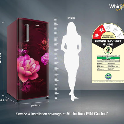 Whirlpool 184 L 2 Star Direct-Cool Single Door Refrigerator (205 WDE PRM 2S WINE SERENA-Z) 