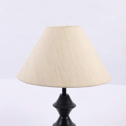 tu casa Off White Cotton Shade with Black Metal-Iron Base Table Lamp | Elegant Bedside & Desk Lamp for Bedroom, Living Room, Office, Home Décor & Gifting (Height : 13 Inch/No Blub Included) 