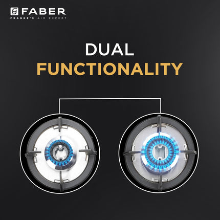 Faber Hob 4 Burner | Auto-Ignition | Spillage Proof | HOB SUPERIA HT764 BR AI | Concealed Chamber | Metal Knobs | Pan Support | Black Glass Finish |5 Yr Warranty on Burner & Glass | 1 Yr comprehensive 