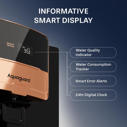 Aquaguard Ritz Pro RO+UV+Copper I Stainless Steel Tank | 2 year filter life | SMART Purifier | TDS Display | Filter Life & Water In take Tracker | includes Mega Sediment filter | 9 Stage Purification 