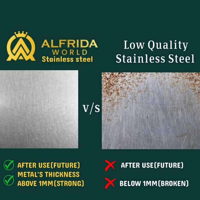 ALFRIDA WORLD Steel Chopping Board – 1st Time in India -New Launch | ISO Certified Sockist’s 304 Grade Stainless Steel Chopping Board Large | Heavy-Duty Chopping Board Steel | Life Time Warranty (L)