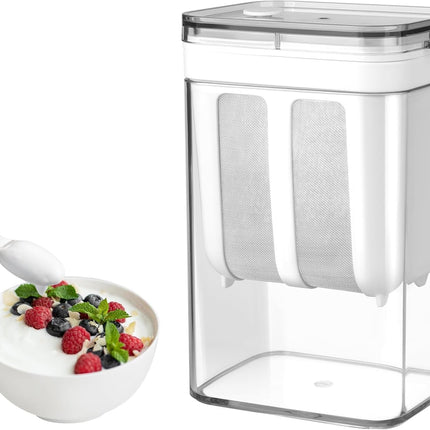 Greek Yogurt Strainer, 1100ml Multi Yoghurt Maker Strainer with Fine Mesh Bag & Lid for Thick Greek Yogurt, Soybean Milk, Kefir, Berries, Soup, Fruit Juice, Coffee 