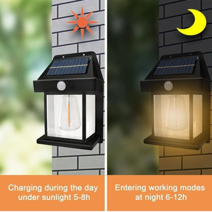 FIND STUFF Solar Wall Lights Outdoor,Wireless Dusk to Dawn Porch Lights Fixture,Solar Wall Lantern with 3 Modes & Motion Sensor Waterproof Exterior Lighting with Clear Panel for Entryway Outdoor 