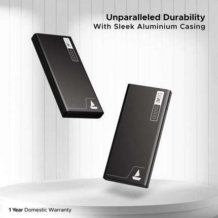 boAt Energyshroom PB300 Powerbank with 10000mAh Battery, 22.5w Fast Charging, 12-Layer Smart IC Protection, LED Indicators and Aluminum Alloy Casing(Carbon Black) 