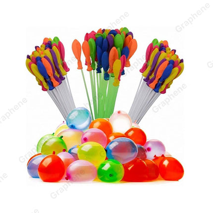 GRAPHENE Set of 3 Bunch 111 Holi Magic Water Balloons/Multicolor Automatic Fill and Tie Magic Water Balloons for Holi- Quick Fill, Easy Tie, No Mess, Fun For Kids (111 Balloons) 