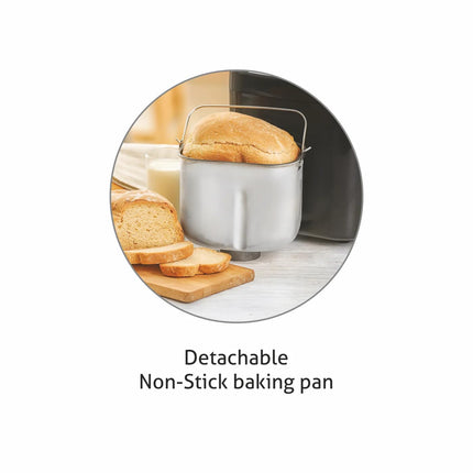 Glen Plastic Bread Maker & Atta Kneader Machine, Fully Automatic, 700-900Gm, With Time Delay Start & 12 Pre-Set Functions, Non-Stick Baking Pan, 3 Crust Setting, Electronic Controls, 550W-Black(3039) 