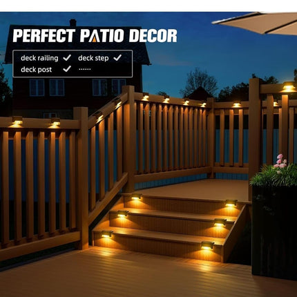 IDELLA Solar Deck Lights Outdoor, Solar Step LED Waterproof Lighting for Outdoor Deck, Patio, Driveway (Warm White) (4) 