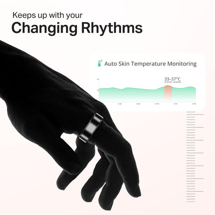 boAt New Launch SmartRing Active Plus, Auto Heart Rate, Sleep, SpO2, Stress & Skin Temperature Monitor, Stainless-Steel Build, Lightweight, 30-Days Battery, Magnetic Charging Case(9, Midnight Black) 