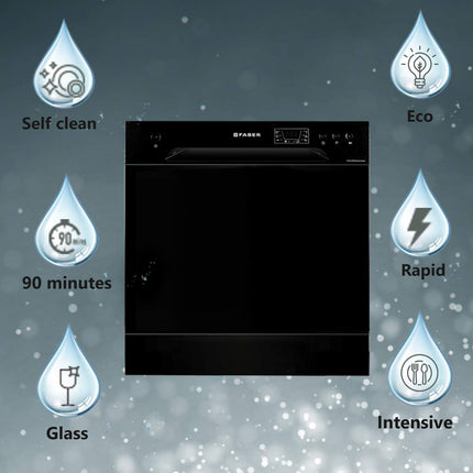 Faber table top 8 Place Setting Dishwasher (FFSD 6PR 8S Ace Black) 
