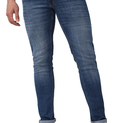 Peter England Men's Mid Wash Stretchable Mid Rise Jeans Medium Blue 