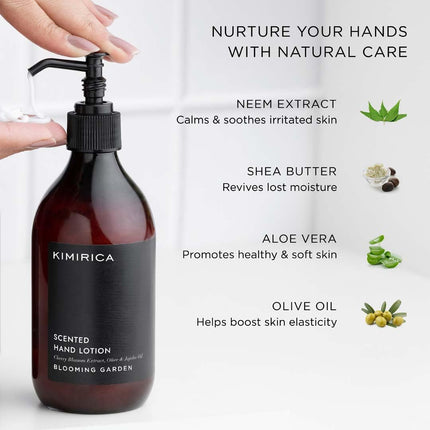 Kimirica Blooming Garden Hand Wash & Winter Hand Lotion Duo Caddy Set 100% Vegan & Paraben Free | Long Lasting fragrance Hand Lotion | Luxury Gift set | Premium Gift Set (300mlx2) 