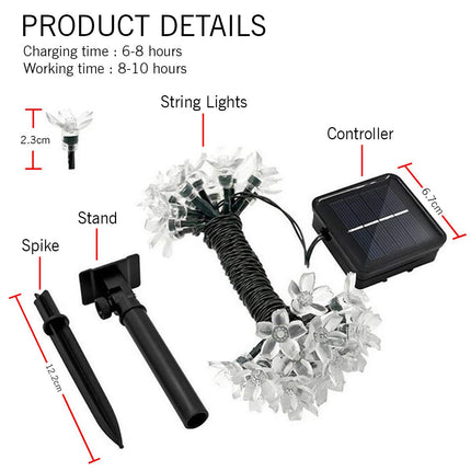 Epyz Solar Sakura Flower String Light Outdoor Waterproof Blossom String Light Solar Power for Garden,Lawn,Patio,Christmas Tree,Party Decorations [ 30 LED, Warm Yellow Light, Pack of 1 ] 