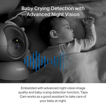 Tapo 2K 3MP Pan/Tilt Indoor Wireless Security Camera for Baby Monitor,Pet Camera|Motion Detection & Tracking|2-Way Audio|Cloud & SD Card Storage|Works w/Alexa & Google Home|Black C211 