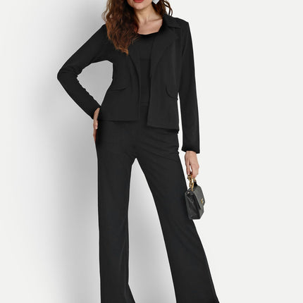 Leriya Fashion 3-Piece Blazer Set for Women (2XL, Black) 