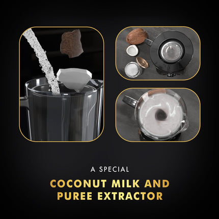 Sujata MG03 Mixer Grinder|1000 Watts Double Ball Bearing Motor|25000 RPM|Non-Stop 90 Mins Running|4 Jars including 1750ml Blender with Coconut Milk Extractor, 1500ml, 1000ml, 500ml Jar| (Black) 