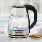 Borosil Electric Glass Kettle, Borosilicate Glass, Extra Long Cord, Dry-boil Protection, 360° Rotating Base, 1.8 L, Transparent 