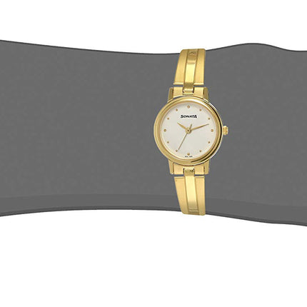Sonata Quartz Analog White Dial Stainless Steel Strap Watch for Women-NS8096YM04 