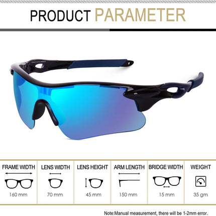 Legend Eyewear Sports Non-Polarized Sunglasses For Men Women Youth Ipl Cricket Baseball Fishing Cycling Running Golf Motorcycle Tac Glasses Uv400 (Blue Black) 