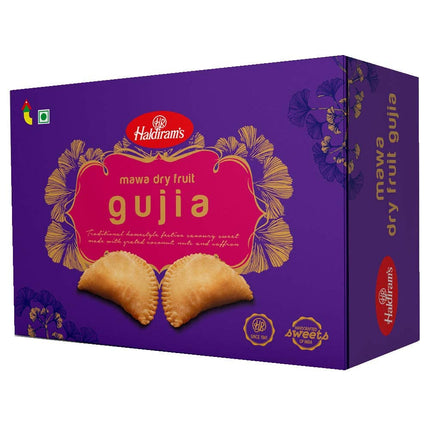 Holi Gift Hamper Combo - Haldiram Gujiya Sweet Box 400gms, Cock Herbal Non Toxic Gulal Colours Pack of 2 