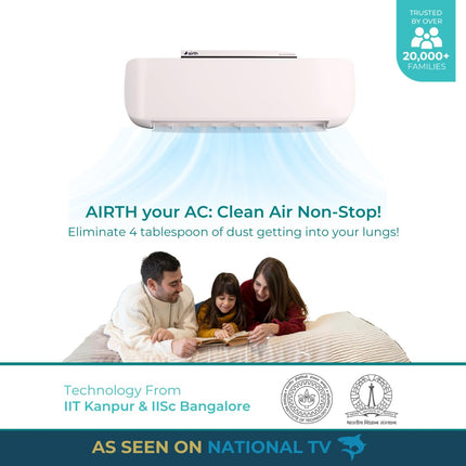 AiRTH Air Purifier for AC [Summer Version; when AQI<300], HEPA AC Filter for Home & Office, Upgrades AC into Air Purifier, Protection from PM2.5, PM10, Virus & Allergy, CAM-white 