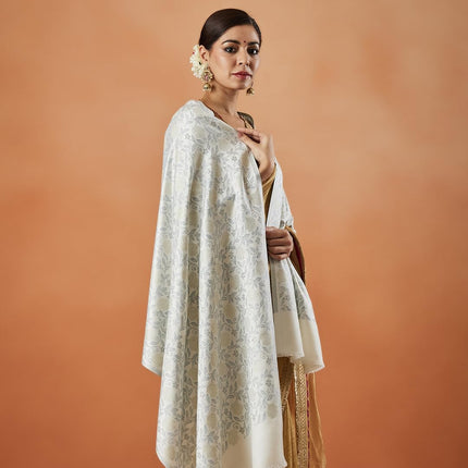 Pashmoda Women Gulnari Kaani Wool Blend Stole (Size : 71X203 CM)