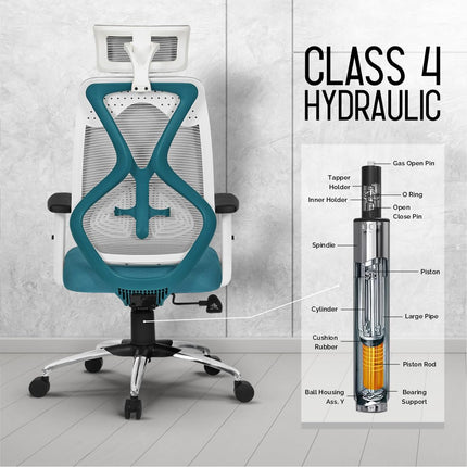 Da URBAN® Merlion Office Chair,High Back Mesh Ergonomic Home Office Desk Chair with 3 Years Warranty, Adjustable Armrests,Adjustable Lumbar Support,Tilt Lock Mechanism (Grey) 