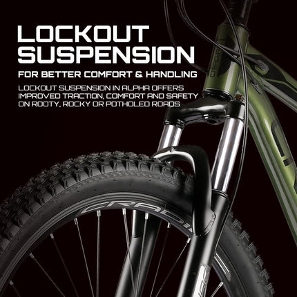 CRADIAC Alpha Lite 21 Speed 6061 Alloy Cycle 29 T 21 Speed Gear Bicycle For Men With Front Lockout Suspension & Dual Disc Brake Mountain Bike | Ideal For 15+ Years, Unisex, 18 Inch, Militorygreen 