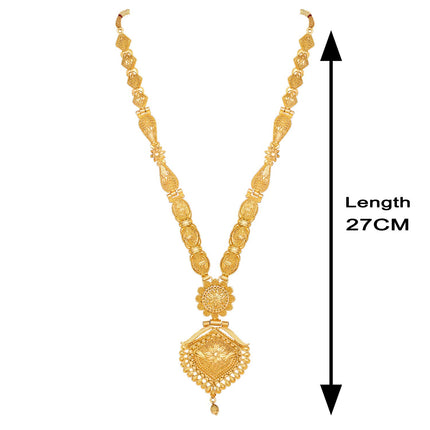 Shining Diva Fashion Latest Long Design Necklace Set For Women Traditional One Gram Gold Plated Jewellery Set for Women (Golden) (11508s) 