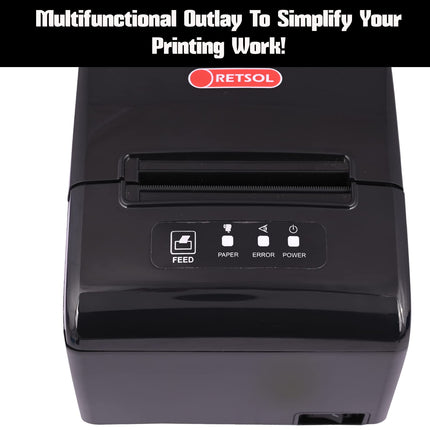 RETSOL RTP-82UE 200mm Thermal Receipt Printer with LAN Interface & USB Connectivity Monochrome Desktop Barcode Printing and Label Printing Compatible with Windows & Linux (1 Pc) 