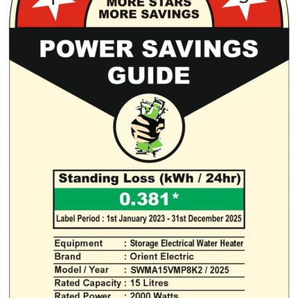 Orient Electric Enamour Classic Pro Geyser|15L Storage Water Heater| High Pressure Epoxy Coated Tank|5 Star rated |8 bar pressure compatibility |Suitable for high rise buildings |5 years tank warranty 