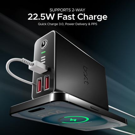 boAt Energyshroom PB400 Pro 20000mAh | Pocket Size, Compact Power Bank w/Type-C Input (2-Way Port), 3X Output Ports, Compatible with Tablets, Smartphones, Earbuds, Smartwatch(Carbon Black) 