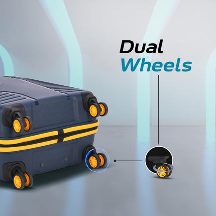 Aristocrat Medium Airpro Plus Check-in 66 Cm() 8 Wheel Spinners Trolley Bags for Travel Hard Case Luggage, Lightweight Bag with TSA Lock & Anti-Theft Zipper(Blue), Black 