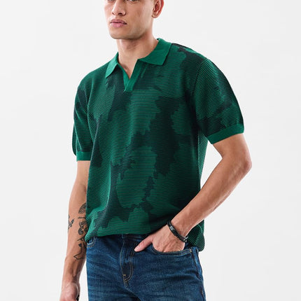 SNITCH Men's Polo T-Shirt | Self-Design Pattern | 100% Cotton Fabric, Regular Fit & Breathable Material | Casual Wear & Streetwear 