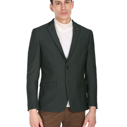Arrow Men Dark Green Single Breasted Solid Formal Blazer 